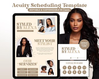 Acuity-planningssjabloon Website voor haarstylist Retro haarstylist-boekingssite Trendy haarplanningswebsitebanners Canva-sjabloon