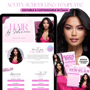 Acuity Scheduling Template Hair Stylist Acuity Booking Site Hair Scheduling Website Pink New Year Website Banner Canva Template Editable