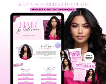 Acuity Scheduling Template Hair Stylist Acuity Booking Site Hair Scheduling Website Pink New Year Website Banner Canva Template Editable
