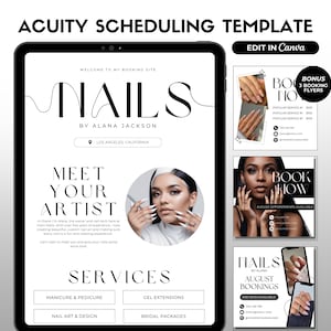 Acuity Scheduling Template Nail Tech Minimalist Booking Website Template Nail Acuity Scheduling Banners Nail Booking Site Canva Template
