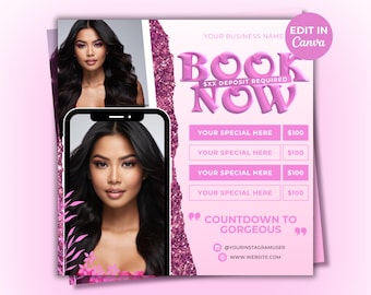 January Booking Flyer New Year Booking Flyer Lash Deals 2025 Bookings Available Lash Tech Appointment Flyer Canva Template Editable