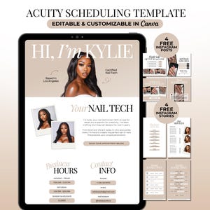 Acuity Scheduling Mall Nail Tech Webbplats Minimalistisk Nagelbokningssajt DIY Acuity Scheduling Webbplats Canva Nailtech Branding Nail Scheduler