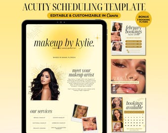 Acuity-planningssjabloon Make-upartiest Luxe make-upboeking websitebanner Minimalistisch Acuity-planningssite make-upcanvasjabloon