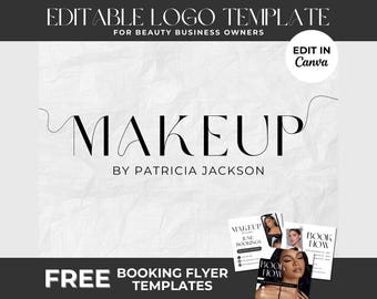 DIY Beauty Logo Makeup Artist Logo Design MUA Branding Makeup Artist Template Canva Editable Minimalist Beauty Business Logo Salon Logo