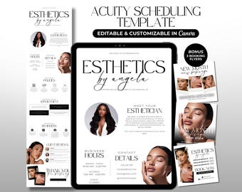 Acuity Scheduling Template Esthetician Minimalist Esthetician Booking Site Acuity Esthetician Website Banner Medspa Template Canva Editable