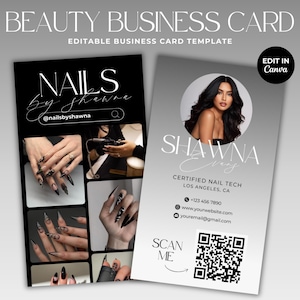 Nagel Visitenkarte Template DIY Instagram Business Card Nageldesign Visitenkarte Social Media QR Code Instagram Nail Canva Template Nail Artist Visitenkarte