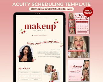 Acuity-planningssjabloon Make-upartiest Minimalistische make-upboekingswebsite Acuity-planningssite Make-upartiest bewerkbare canva-sjabloon
