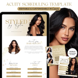 Acuity Scheduling Template Hair Stylist Booking Site Luxury Hair Website Banner Minimalist Hair Scheduling Site Canva Template Editable