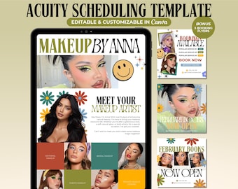 Y2K Acuity Planningssjabloon Make-upartiest Retro Make-upboekingswebsite Leuke Acuity Planningssite Make-upartiest Canva-sjabloon MUA