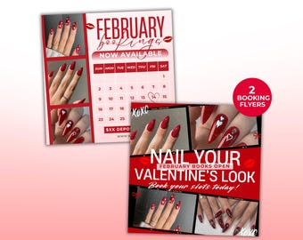 Valentines Booking Flyer Template February Booking Flyer Nail Tech Booking Flyer Book Now Nail Specials Flyer Holiday Deals Canva Template