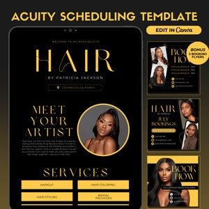 Acuity Scheduling Template Hair Stylist Booking Site Hair Scheduling Site DIY Acuity Scheduling Template Hair Website Canva Template