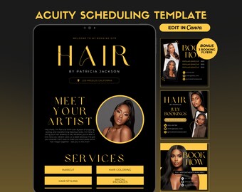 Acuity Scheduling Template Hair Stylist Booking Site Hair Scheduling Site DIY Acuity Scheduling Template Hair Website Canva Template