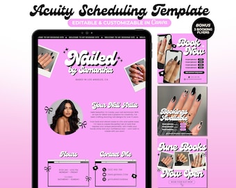 Plantilla de programación de Nail Acuity Sitio de reservas de Nail Tech Acuity Sitio web de uñas retro Plantilla de sitio de programación de Nail Tech Marca de Nail Tech de Canva