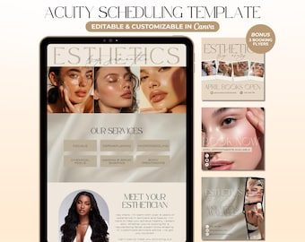 Boho Acuity Scheduling Template Esthetician Website Acuity Esthetician Booking Site Canva Template Editable DIY Acuity Site Medspa Template