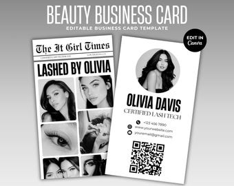 Visitekaartje voor wimperstyliste IG Social Media QR-code Instagram visitekaartje DIY Beauty visitekaartje Wimperstyliste visitekaartje Canva Wimperstyliste branding