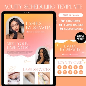 Acuity Scheduling Template Lash Tech Booking Site Lash Acuity Scheduling Website Banners Lash Tech Branding Lash Acuity Site Canva Template