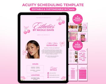 Esthetician Acuity Scheduling Template Esthetician Booking Site Acuity Esthetician Schedule Site Pink Acuity Canva Esthetician Website