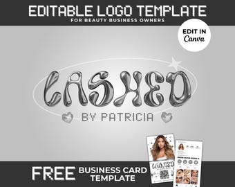 Lash Logo Design Template Y2K Lash Artist Logo Lash Business DIY Lash Tech Logo Beauty Business Logo Canva Editable Lash Tech Branding