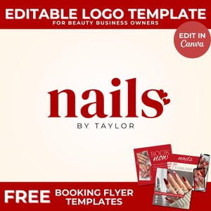 Nail Logo Design DIY Nail Salon Logo Custom Nail Designer Logo Nail Business Canva Template Nail Tech Branding Editable Beauty Nails Logo