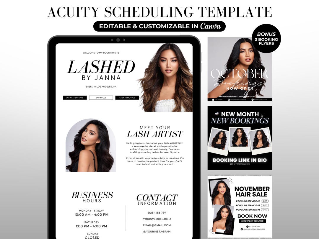Acuity Scheduling Template Lash Tech Minimalist Booking Site Template ...