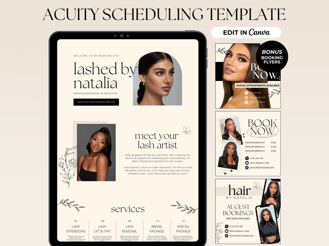 Lash Acuity Scheduling Template Minimalist Lash Tech Booking Site Lash ...