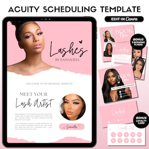Acuity Scheduling Template Lash Booking Website Template Lash Tech Acuity Scheduling Site Lash Tech Branding Lash Acuity Website Pink Canva