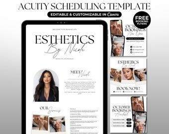 Acuity Scheduling Template Esthetician Minimalist Acuity Esthetician Booking Site Acuity Canva Esthetician Website Medspa Template Editable