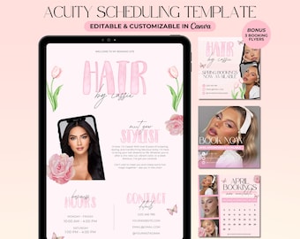Acuity Scheduling Template Hair Stylist Booking Site Coquette Acuity Scheduling Site Pink Hairstylist Website Banner Canva Template Editable