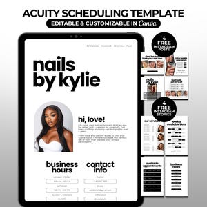 Sitio web minimalista de Acuity Scheduling para técnicos de uñas Sitio de reservas de Acuity Nail Tech Acuity Canva Libros de uñas Plantilla de Acuity Schedule Nailtech