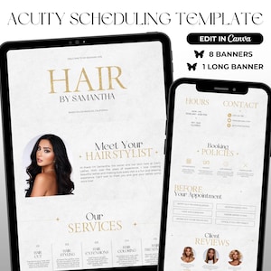 Acuity Scheduling Template Hair Stylist Minimalist Hair Booking Site Template Luxury Hair Acuity Scheduling Website Banner Canva Template