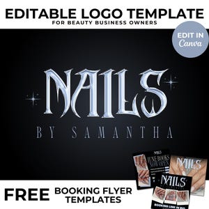Nail Logo Design Y2K Nail Salon Logo Custom Nail Designer Logo Nail Business Canva Template Nail Tech Branding Editable Beauty Nails Logo
