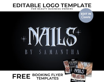 Nail Logo Design Y2K Nail Salon Logo Custom Nail Designer Logo Nail Business Canva Template Nail Tech Branding Editable Beauty Nails Logo