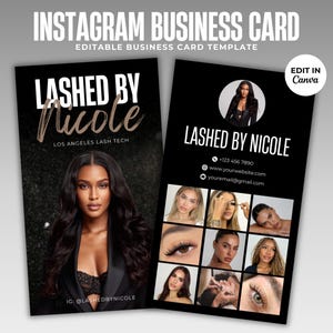 Instagram Business Card Template Lash Business Card Social Media QR Code IG Business Card Hair Nails Makeup Braids Wig Card Canva Template