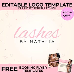 Lash Logo Design Template Pink Lash Artist Logo Lash Business DIY Lash Tech Logo Beauty Business Logo Canva Editable Lash Tech Branding