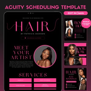 Acuity Scheduling Template Hair Stylist Pink Acuity Booking Site Template Hair Website Canva Acuity Scheduling Template DIY Custom Website