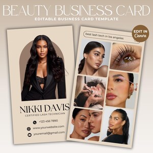 Instagram Visitenkarte Template Boho Lash Visitenkarte Social Media QR Code Lash Tech Visitenkarte Hair Nails Makeup Card Canva Template