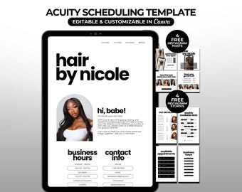 Hair Acuity Scheduling Template Hairstylist Website Minimalist Acuity Booking Site Hair Tech Acuity Schedule DIY Acuity Canva Hair Scheduler