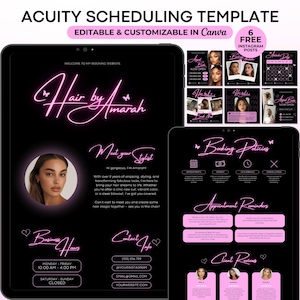 Acuity Scheduling Template Pink Acuity Hair Website Hair Stylist Buchungsseite Canva Acuity Hair Scheduling Seite DIY Hairstylist Template