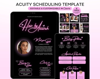 Acuity Scheduling Template Pink Acuity Hair Website Hair Stylist Booking Site  Canva Acuity Hair Scheduling Site DIY Hairstylist Template