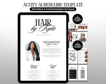 Acuity Scheduling Template Hair Tech Acuity Website Hair Booking Site Hairstylist Acuity Schedule DIY Hair Stylist Acuity Canva Template