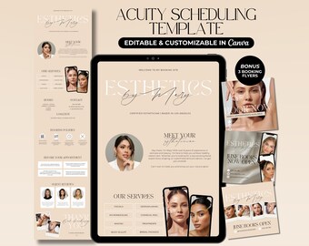 Boho Acuity Scheduling Template Esthetician Minimalist Esthetician Booking Site Acuity Esthetician Website Medspa Template Canva Editable