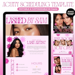 Pink Lash Acuity Scheduling Template Lash Tech Booking Site Lash Website Template Editable Lash Acuity Scheduling Site Lash Tech Branding