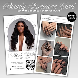 Nail Visitenkarte Template Nail Tech Visitenkarte Social Media QR Code Nail Artist Visitenkarte Instagram Template Nail Tech Canva