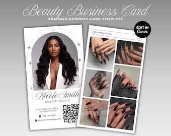 Nail Business Card Template Nail Tech Business Card Social Media QR Code Nail Artist Card Instagram Business Card Template Nail Tech Canva