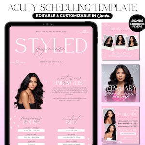 Acuity Scheduling Template Hair Stylist Minimalist Hair-Buchungsseite Pink Hair Website Banner Valentines Acuity Scheduling Canva Template