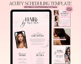 Coquette Acuity Scheduling Template Hair Stylist Booking Site Pink Acuity Scheduling Site Cute Hair Website Banners Canva Template Editable