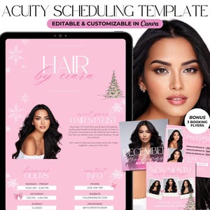 Acuity Scheduling Template Hair Stylist Minimalist Hair Booking Site Pink Christmas Acuity Website Hair Scheduling Canva Template Editable