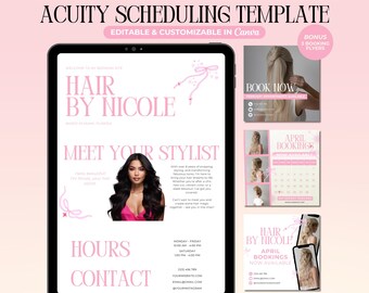 Coquette Acuity Scheduling Template Hair Stylist Booking Site Hairstylist Website Pink Acuity Scheduling Site Hair Stylist Template Canva