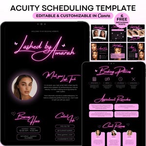 Pink Acuity Scheduling Template Lash Acuity Booking Site Lash Tech Website Acuity Canva Lash Tech Scheduling Site Acuity Lash Tech Template