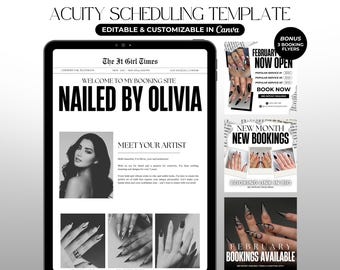 Acuity Scheduling Template Nail Tech Minimalist Nail Booking Site Nail Tech Website Acuity Scheduling Site Nail Tech Branding Canva Template
